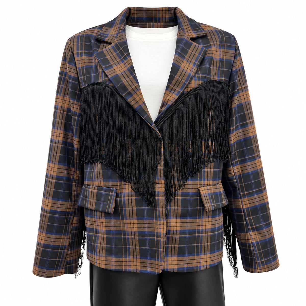 Blazer tartan dettaglio anteriore