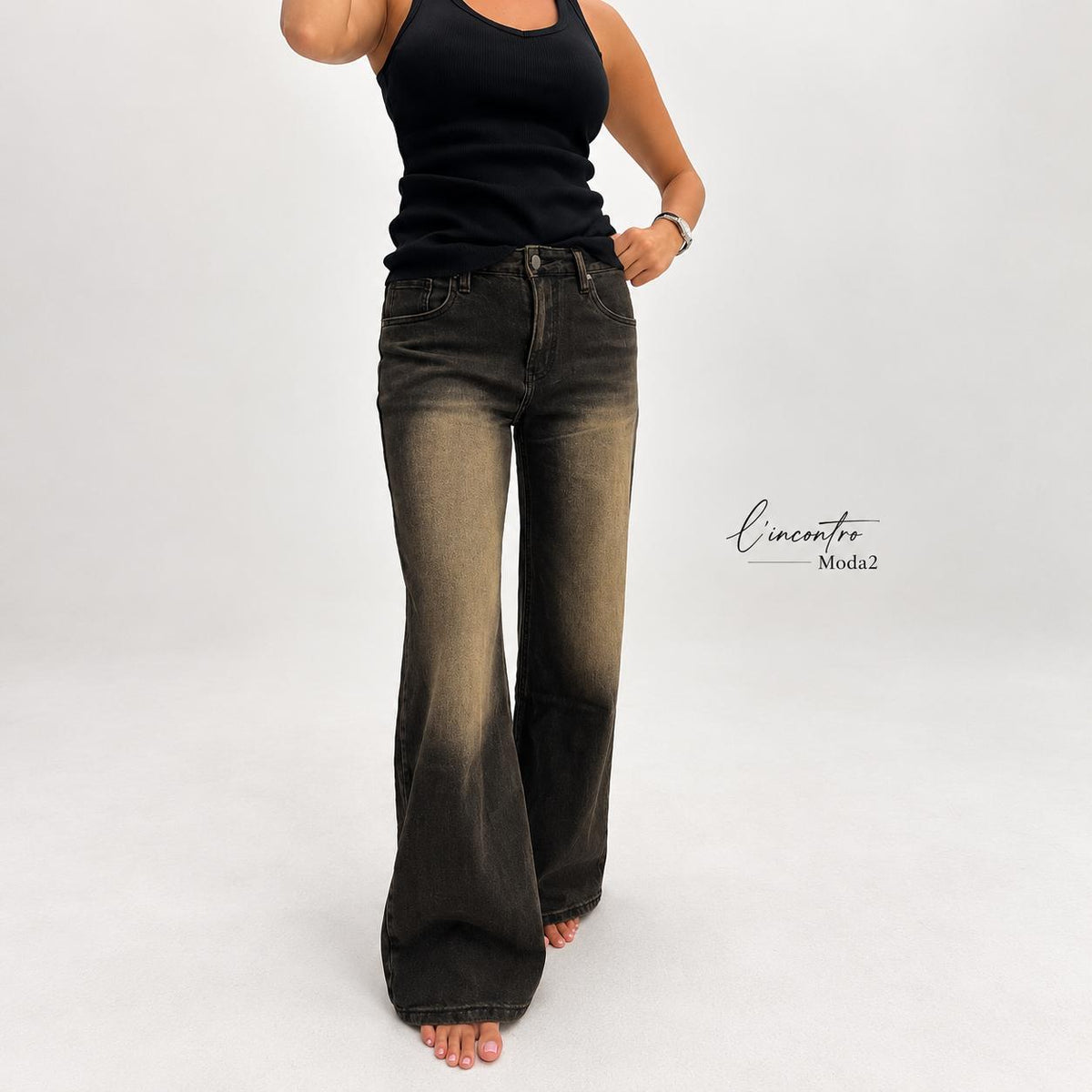 Jeans nero con sfumatura